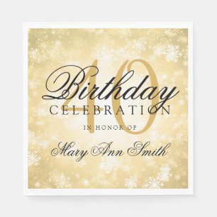 Elegant 40th Birthday Gold Winter Wonderland Servet