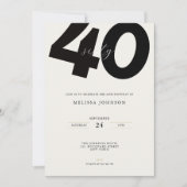 Elegant 40th Birthday Invitation - Minimal Style (Devant)