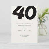 Elegant 40th Birthday Invitation - Minimal Style (Debout devant)