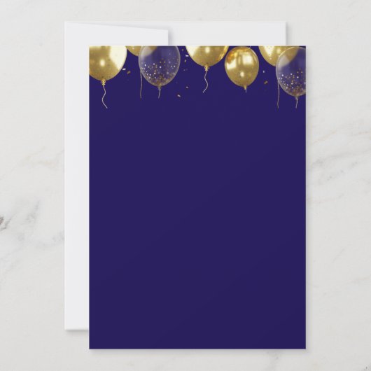 Elegant 40th Birthday Invitation with Gold Ballons (Dos)