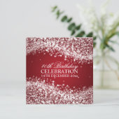 Elegant 40th Birthday Party Sparging Wave Red Kaart (Staand voorkant)