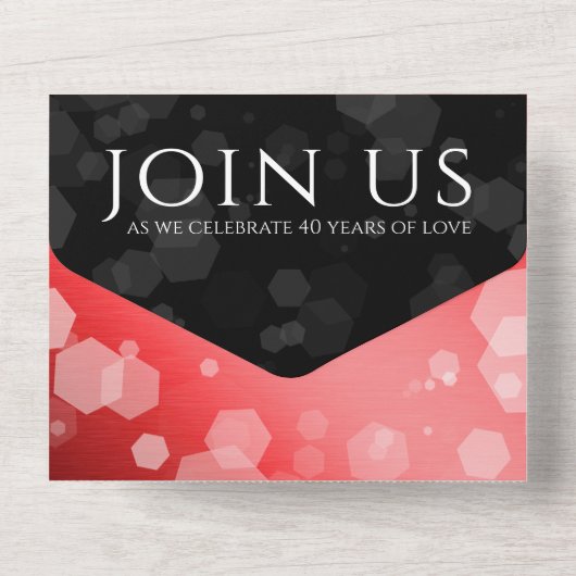 Elegant 40th Ruby Wedding Jubileum Celebration All In One Uitnodiging (Achterkant)
