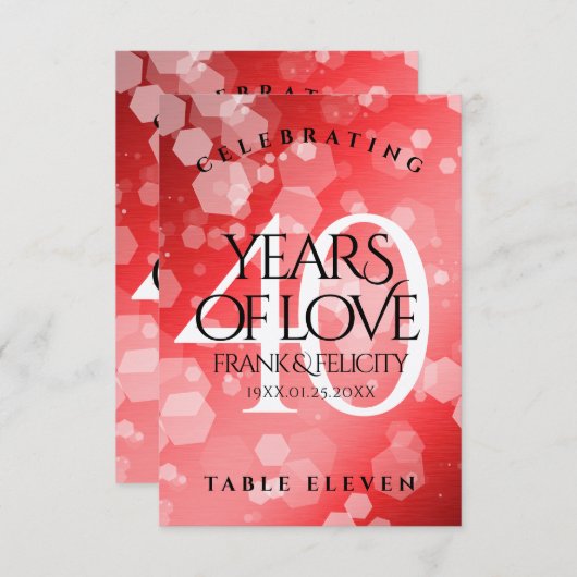 Elegant 40th Ruby Wedding Jubileum Celebration Bedankkaart (Voorkant / Achterkant)