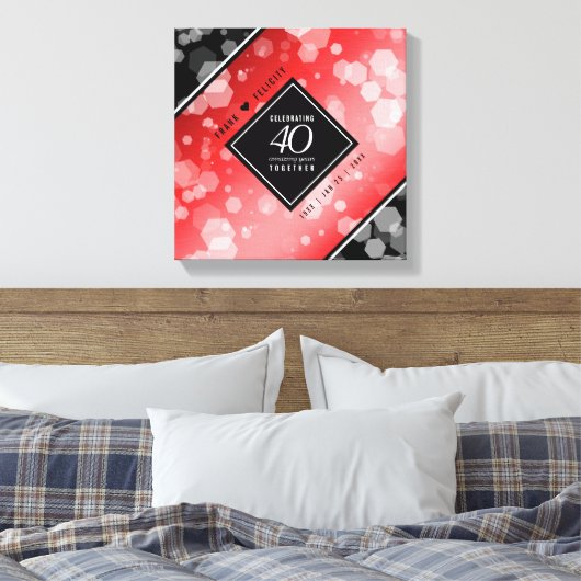 Elegant 40th Ruby Wedding Jubileum Celebration Canvas Afdruk (Insitu (Slaapkamer))