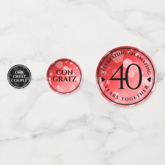 Elegant 40th Ruby Wedding Jubileum Celebration Confetti (Voorkanten)