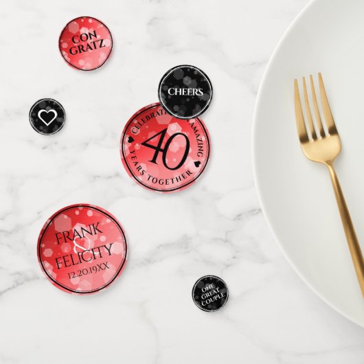 Elegant 40th Ruby Wedding Jubileum Celebration Confetti (Groep)