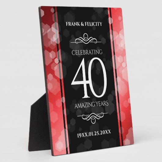 Elegant 40th Ruby Wedding Jubileum Celebration Fotoplaat (Zijkant)