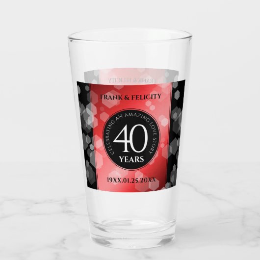 Elegant 40th Ruby Wedding Jubileum Celebration Glas (Achterkant)