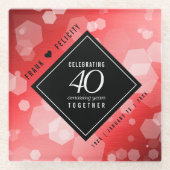 Elegant 40th Ruby Wedding Jubileum Celebration Glazen Onderzetter (Voorkant)