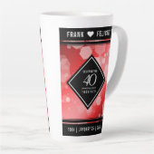 Elegant 40th Ruby Wedding Jubileum Celebration Latte Mok (Rechterhoek)