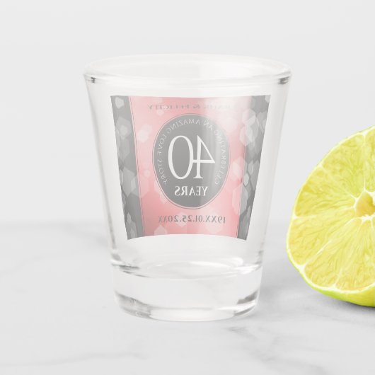 Elegant 40th Ruby Wedding Jubileum Celebration Shot Glas (Achterkant)