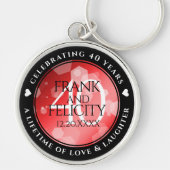 Elegant 40th Ruby Wedding Jubileum Celebration Sleutelhanger (Voorkant)