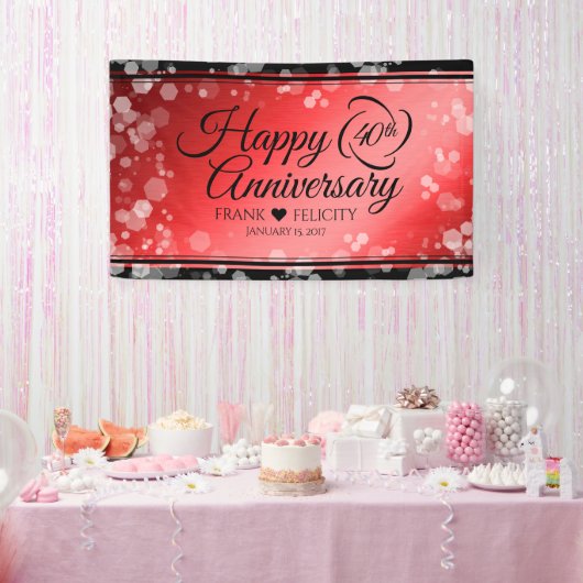 Elegant 40th Ruby Wedding Jubileum Celebration Spandoek (Feest)