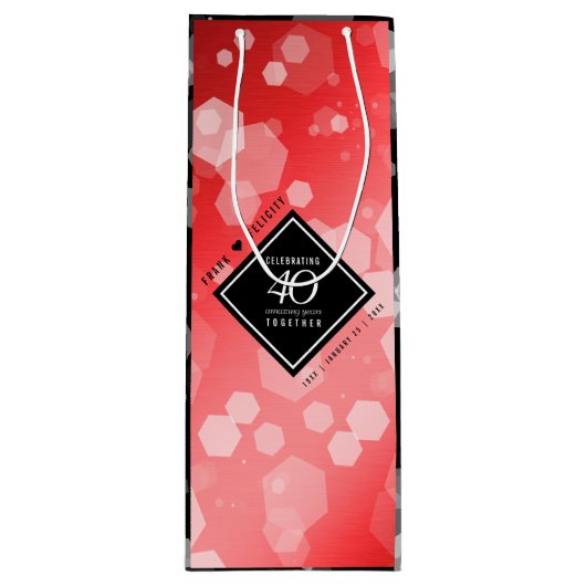 Elegant 40th Ruby Wedding Jubileum Celebration Wijn Cadeautas (Voorkant)