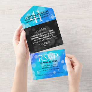 Elegant 41st Blue Topaz Wedding Jubileum All In One Uitnodiging