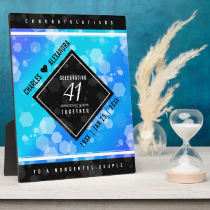 Elegant 41st Blue Topaz Wedding Jubileum Fotoplaat