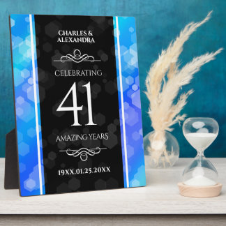 Elegant 41st Blue Topaz Wedding Jubileum Fotoplaat