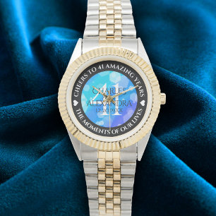 Elegant 41st Blue Topaz Wedding Jubileum Horloge