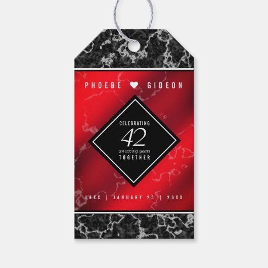 Elegant 42e Jasper Wedding Jubileum Cadeaulabel (Voorkant)