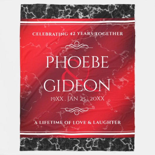 Elegant 42e Jasper Wedding Jubileum Fleece Deken (Voorkant)