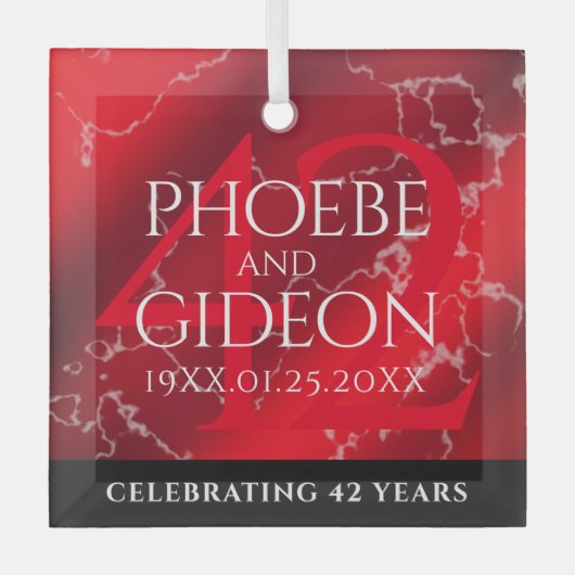 Elegant 42e Jasper Wedding Jubileum Glas Ornament (Voorkant)