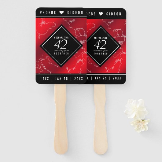 Elegant 42e Jasper Wedding Jubileum Handwaaier (Voorkant en achterkant)