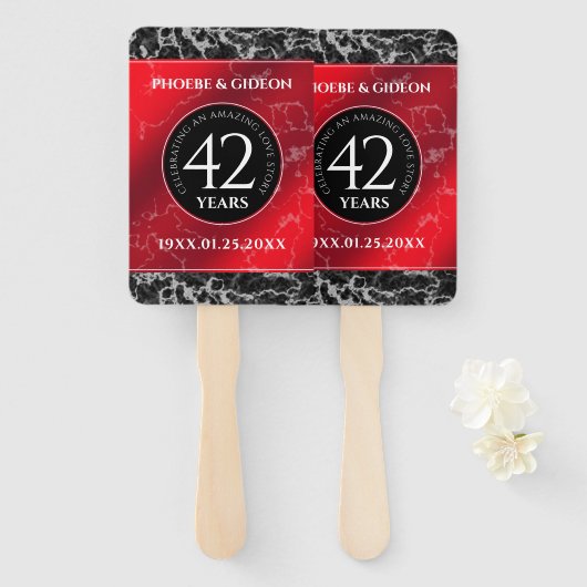 Elegant 42e Jasper Wedding Jubileum Handwaaier (Voorkant en achterkant)