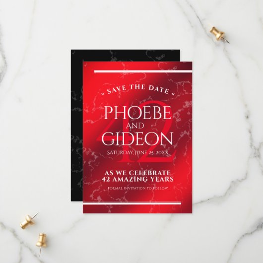 Elegant 42e Jasper Wedding Jubileum Save The Date (Voorkant / Achterkant in situ)