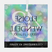 Elegant 43rd Opal Wedding Jubileum Celebration Glas Ornament (Achterkant)