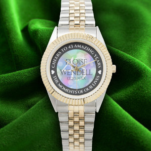 Elegant 43rd Opal Wedding Jubileum Celebration Horloge