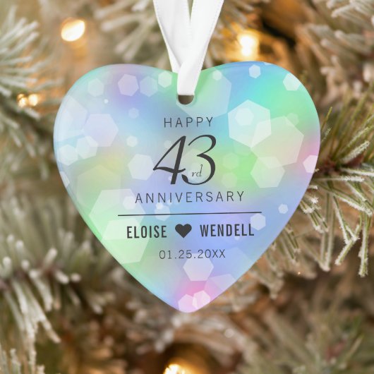 Elegant 43rd Opal Wedding Jubileum Celebration Ornament (Boom)