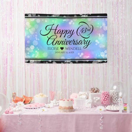Elegant 43rd Opal Wedding Jubileum Celebration Spandoek (Feest)