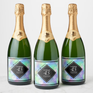 Elegant 43rd Opal Wedding Jubileum Celebration Sparkling Wijnetiket