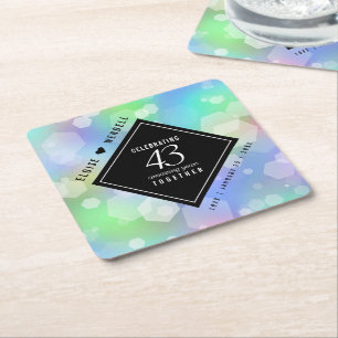 Elegant 43rd Opal Wedding Jubileum Celebration Vierkante Kartonnen Onderzetter