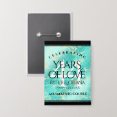 Elegant 44th Turquoise Wedding Jubileum Button (Voorkant / Achterkant)