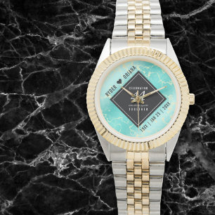 Elegant 44th Turquoise Wedding Jubileum Horloge