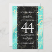 Elegant 44th Turquoise Wedding Jubileum Kaart (Voorkant)