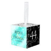 Elegant 44th Turquoise Wedding Jubileum Kubus Ornament (Voorkant hoekig)