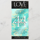 Elegant 44th Turquoise Wedding Jubileum Menu (Achterkant)