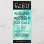 Elegant 44th Turquoise Wedding Jubileum Menu (Voorkant)