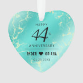 Elegant 44th Turquoise Wedding Jubileum Ornament (voorkant)