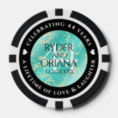 Elegant 44th Turquoise Wedding Jubileum Poker Chips (Voorkant)