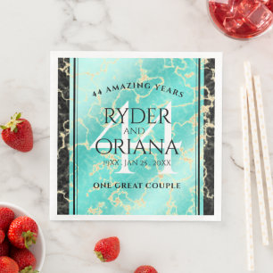 Elegant 44th Turquoise Wedding Jubileum Servet