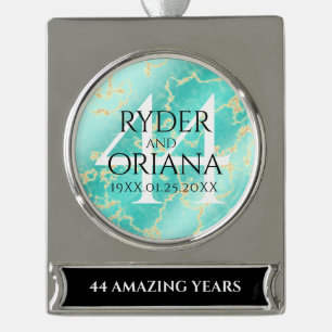 Elegant 44th Turquoise Wedding Jubileum Verzilverd Banner Ornament