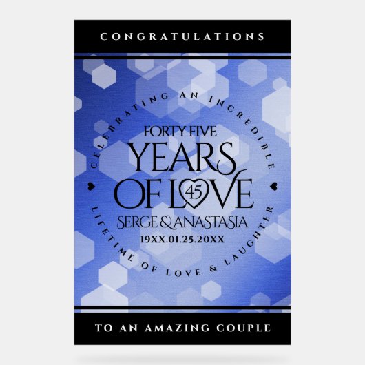 Élégant 45e anniversaire de Mariage Sapphire (Recto)
