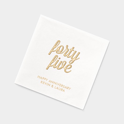 Élégant 45e anniversaire Mariage d'or serviettes à (Gauche)