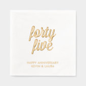 Élégant 45e anniversaire Mariage d'or serviettes à (Recto)