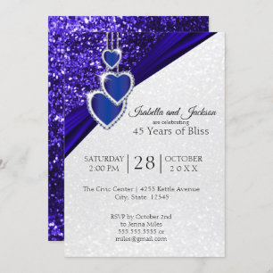 Elegant 45th of 65th Sapphire Glitter Jubileum Kaart