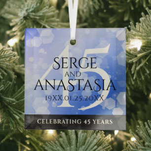 Elegant 45th Sapphire Wedding Jubileum Glas Ornament