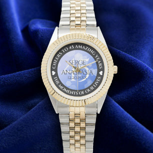 Elegant 45th Sapphire Wedding Jubileum Horloge